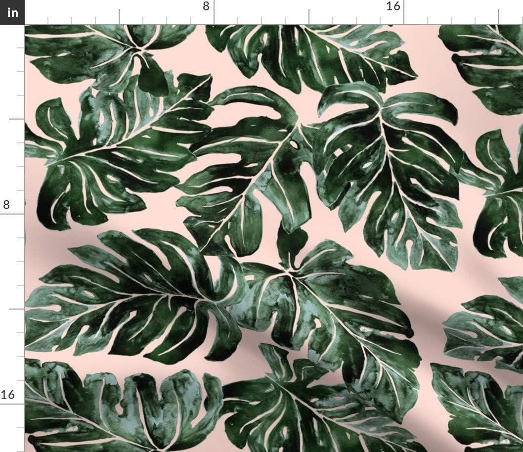 Spoonflower Fabric - Leaves Jungle Tropical Blush Monstera Sfaut15 Printed on Petal Signature Cotton Fabric by The Yard - Sewing Quilting Apparel Crafts Decor