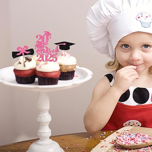 Miniatura 266 de Paquete de 24 adornos dorados para cupcakes de graduación 2025 con purpurina So Proud of You Done Diploma Graduation Cap Cupcake Picks Class of 2025