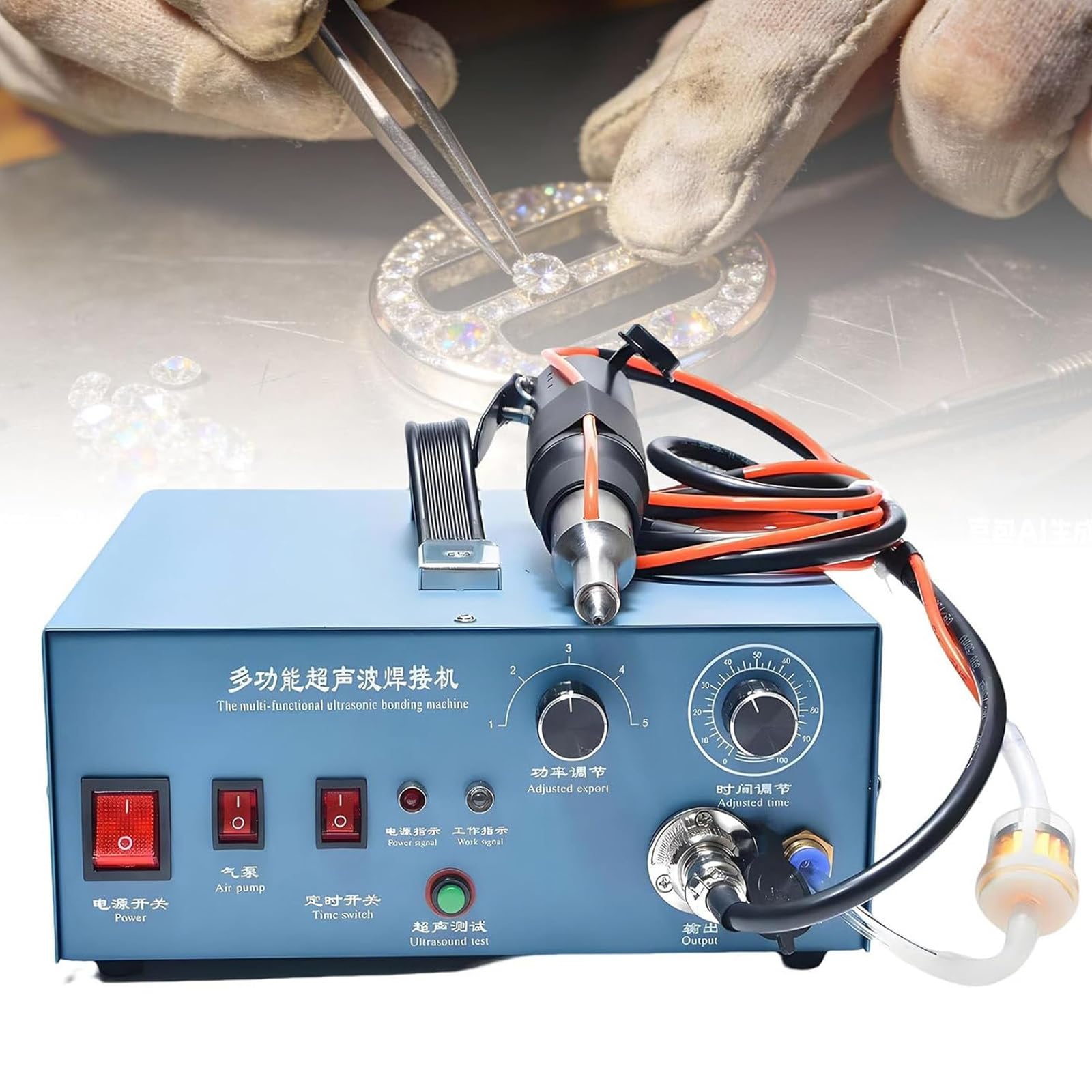 HTDRE Rhinestone Applicator Tool, Hotfix Crystal Setting Machine, 80 Pcs/Min No Glue Press for DIY Clothes Shoes Decorations