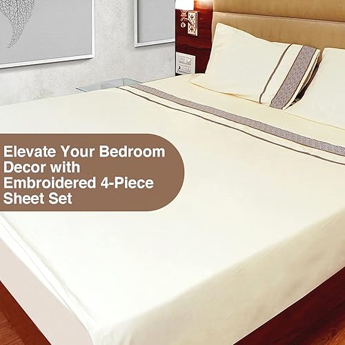 Miniatura 5 de Sábanas de algodón egipcio tamaño Queen de 1000 hilos, 4 piezas, suaves y cómodas, juego de ropa de cama tamaño Queen de calidad de hotel, se adapta