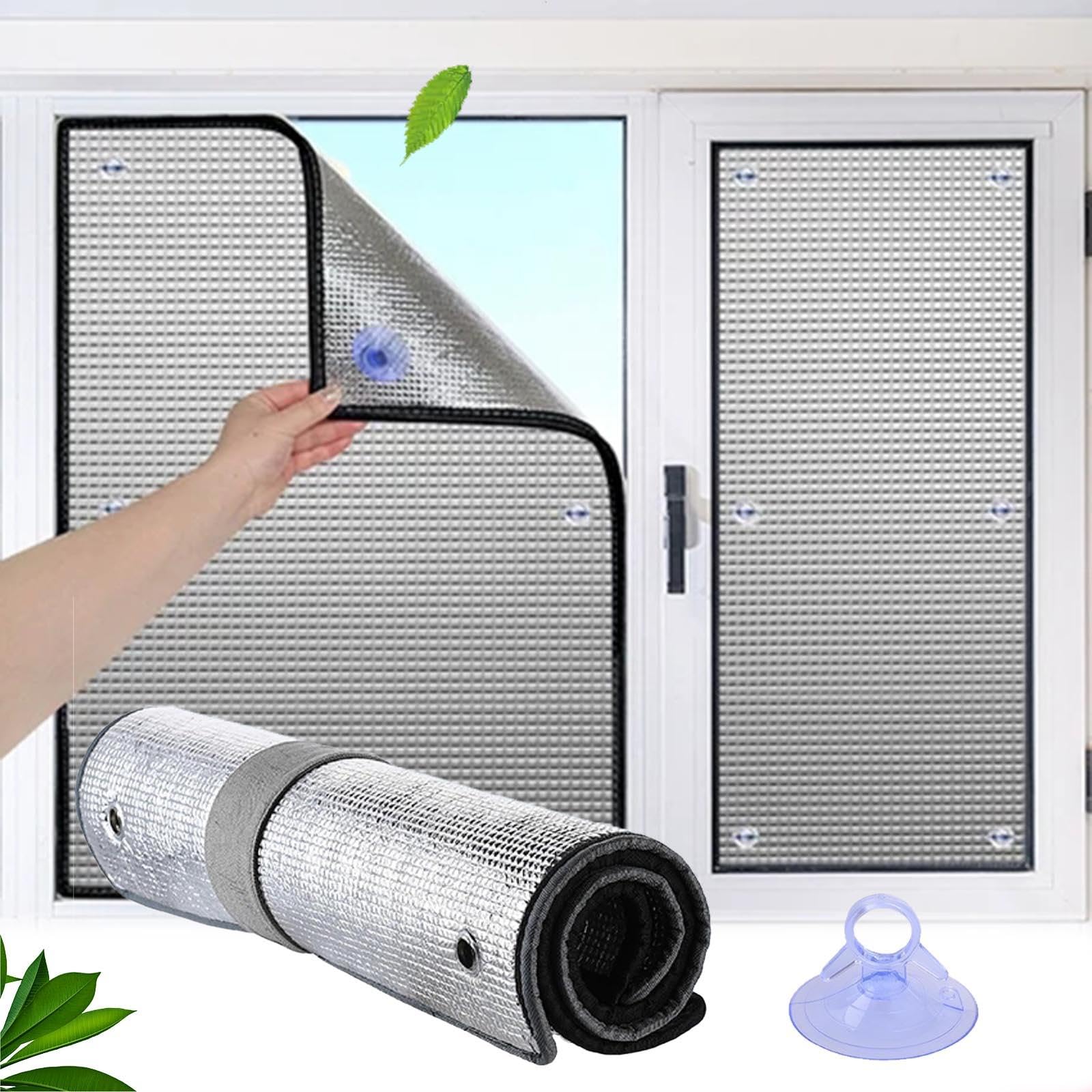 Sun Blocker Reflective Window Films,8mm Aluminium Foil Insulation Films,Blackout Privacy Window Films With Suction Cup,Sunroom Glass Window Films,Window Stickers,Reusable,W×H-50×80cm(19.7*31.5in)