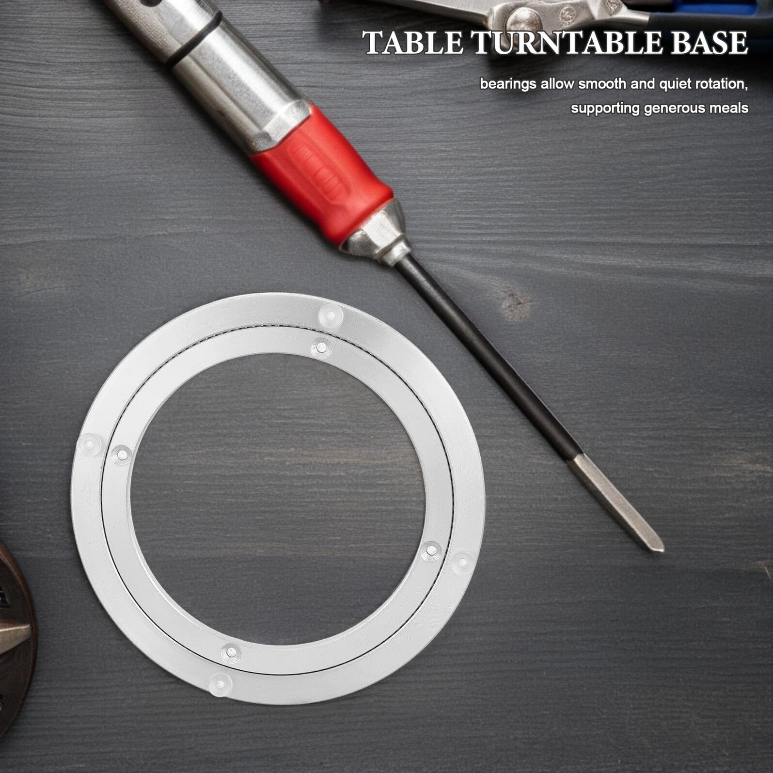 Plateau Tournant en Alliage D’Aluminium 20 CM pour Table 30-40 CM Base Rotative Silencieuse Roulement Lisse Plateau Tournant Alimentaire Antidérapant Cuisine et Salle à Manger