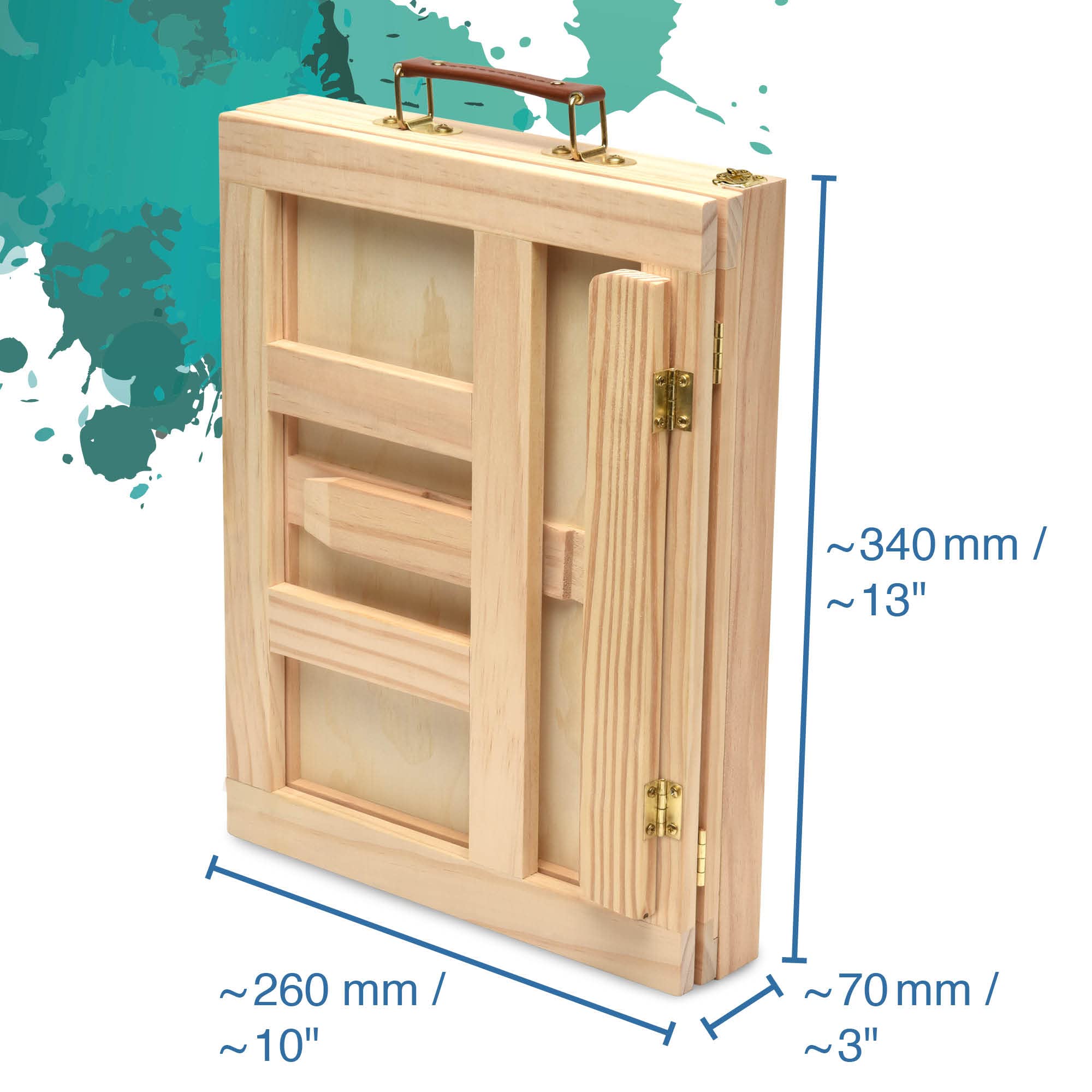 Artina 19pcs Kit Peinture Acrylique avec Coffret en Bois – Coffret Peinture Enfant avec Malette Chevalet Table, Toile, 12x12 ml Couleurs Acryliques, Pinceau – Kit pour Débutants & Artistes – Milano