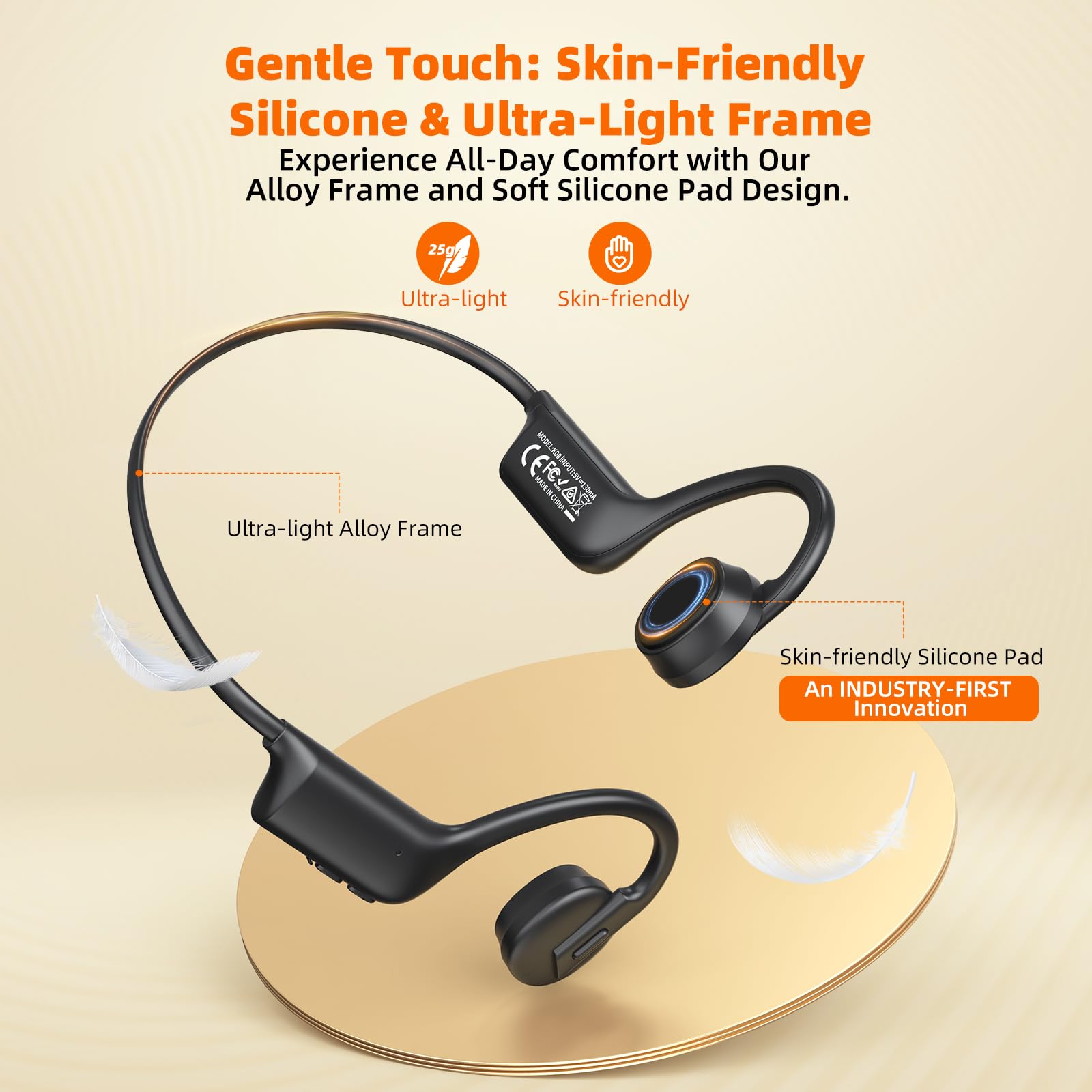 Carviki Bone Conduction Headphones,Skin-Friendly Design,IP67 Sweatproof Sports for Running Cycling Hiking with Mic,28H Playtime,Fast Charging,Open Ear Headphones Bluetooth 5.3 Wireless Earbuds 1