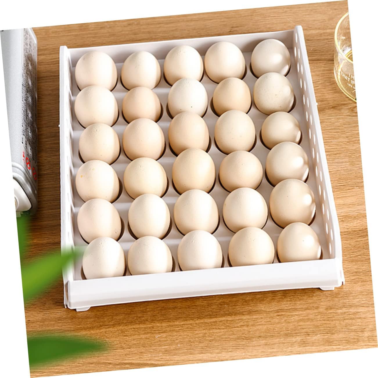 30grids Egg Organizer Bin Egg Capacity Stackable Storage Bins for Shelves Pantry Storage Containers Tray Fixing