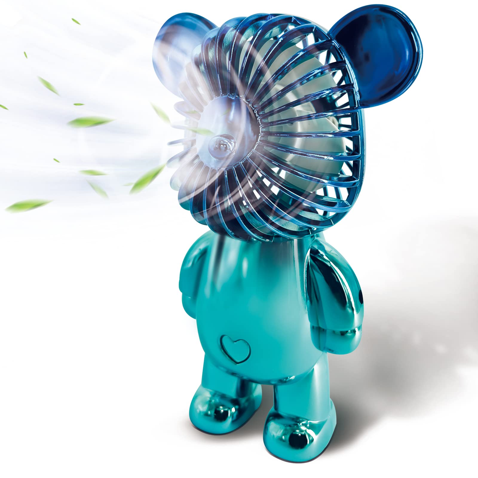 TUNISIE USB Desk Fan, Bear Fan, Portable Desktop Fan, Rechargeable Battery Powered Fan, Three Adjustable Air Speeds, USB Connection Charging, This Mini Fan is Perfect for Office Home Outdoor Travel