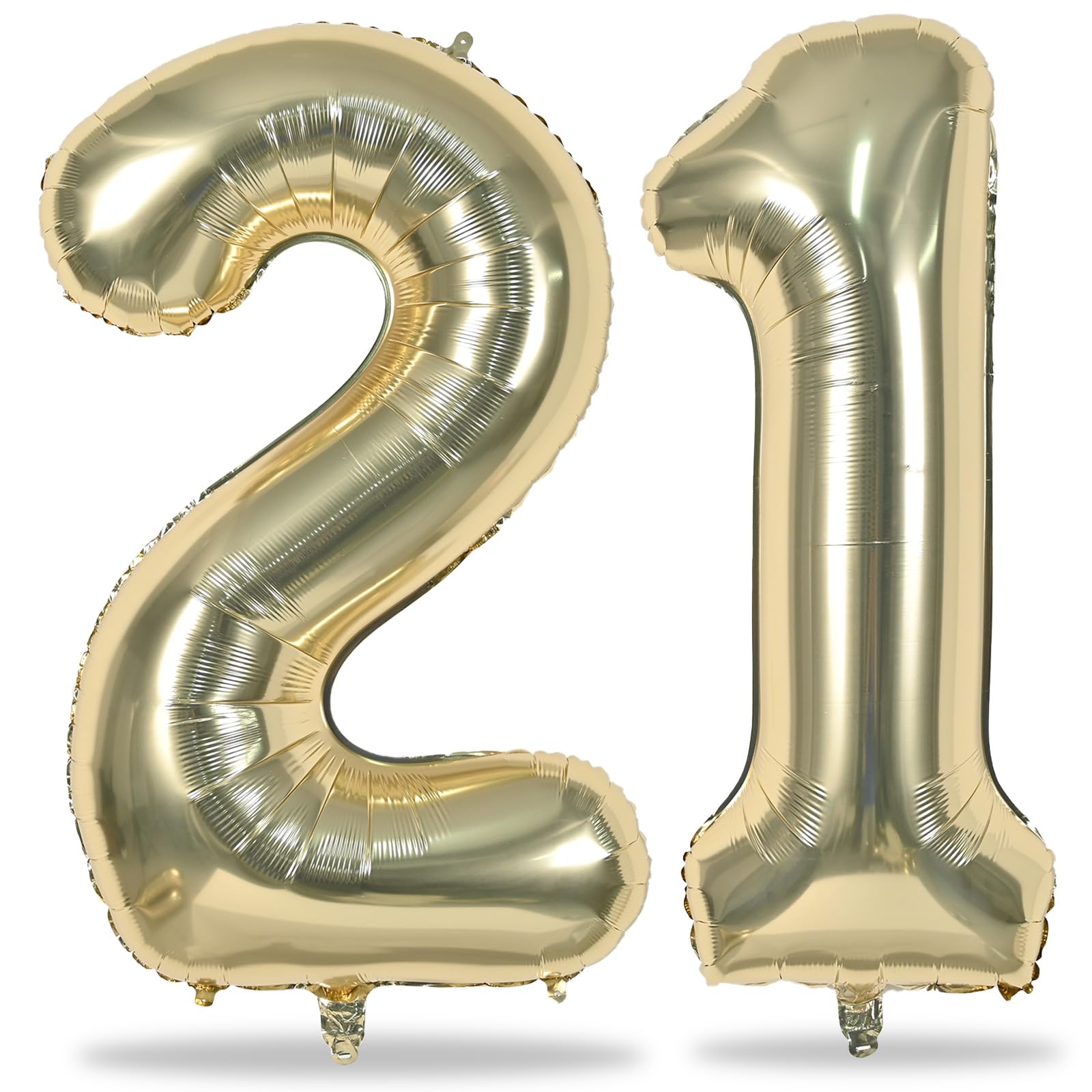 Champagne Gold 21st Birthday Balloons for Her, 40In Light Gold Foil Number 21 Balloons for Boys Girls, Birthday Party Balloons Numbers 2 and 1 for