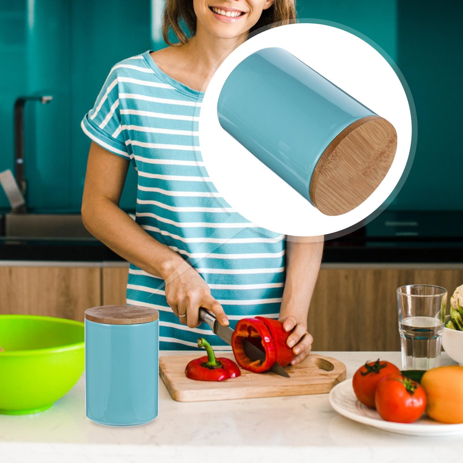 DOITOOL Barattolo Sigillato in Ceramica 900ml Coperchio, Contenitore per Cereali e Conservazione Alimenti da Cucina, Resistente All’umidità per Tè, Frutta Secca e Snack