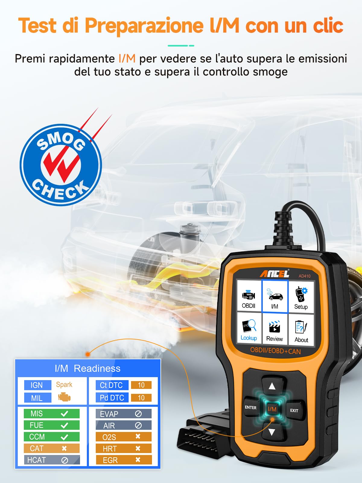 ANCEL AD410 OBD2 Auto Diagnostica, Lettore OBD2 Diagnosi Auto, Diagnosi Auto Professionale in Italiano,Spia Motore Controllo Lettore di Guasti,OBD2 Scanner per Tutta l'Auto OBDII Dopo il 2002