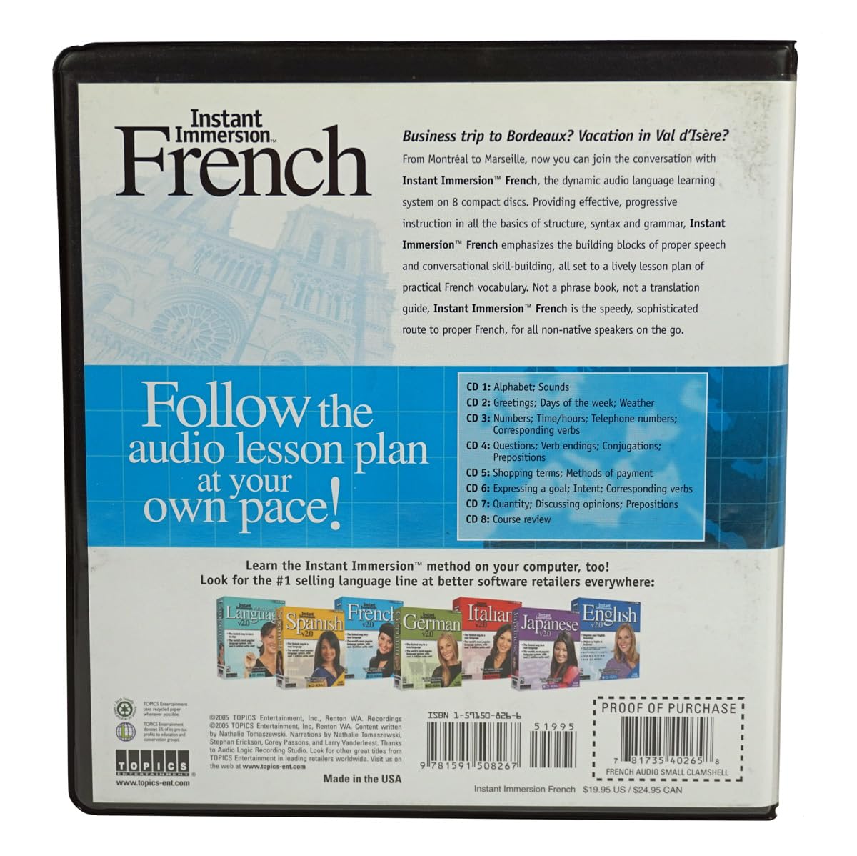 Topics Entertainment Learn How to Speak French Language - Instant Immersion - 8 Audio CD Set - Image 3