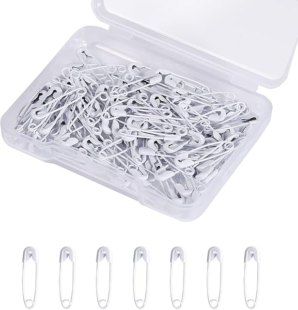 120pcs Safety Pins, 19mm Mini Safety Pins for Clothes Metal Safety Pin for Clothing Sewing Handicrafts Jewelry Making (White)