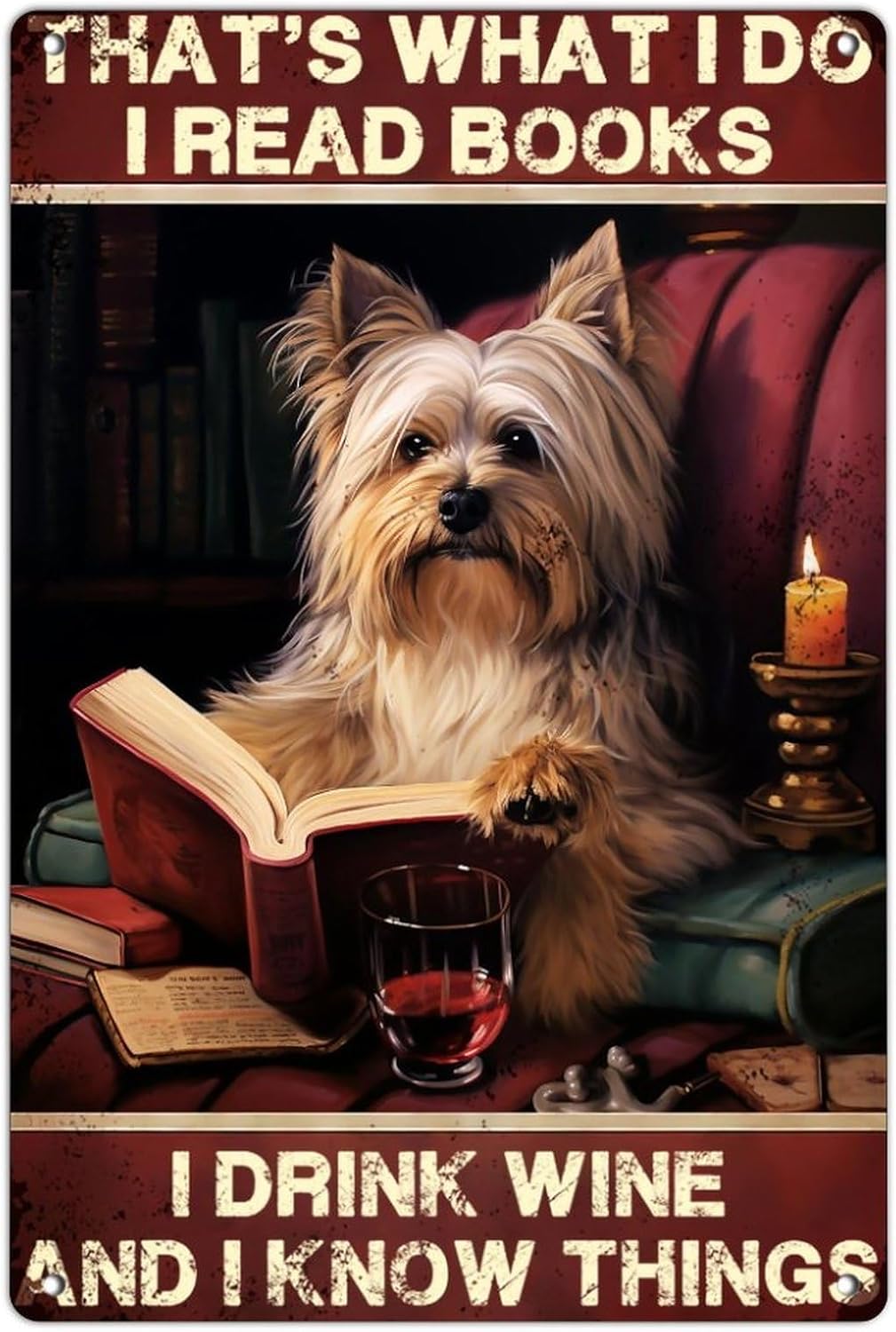 That's What I Do I Read Books I Drink Wine Vintage Metal Signs Outdoor Retro Yard Signs Bibliophile Gifts Teacher Student Wall Decorations Aluminum Metal Sign for Business Restaurants Outside 12x18