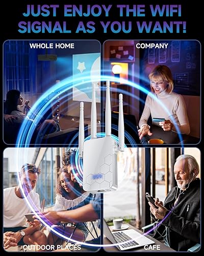 Miniatura 7 de Extensor WiFi 2025 Amplificador de Internet, amplificador de enrutadores inalámbricos, Wi-Fi de malla 80% más rápido  Más amplio que nunca, admite