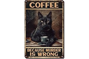 Vintage Black Cat Coffee Tin Sign