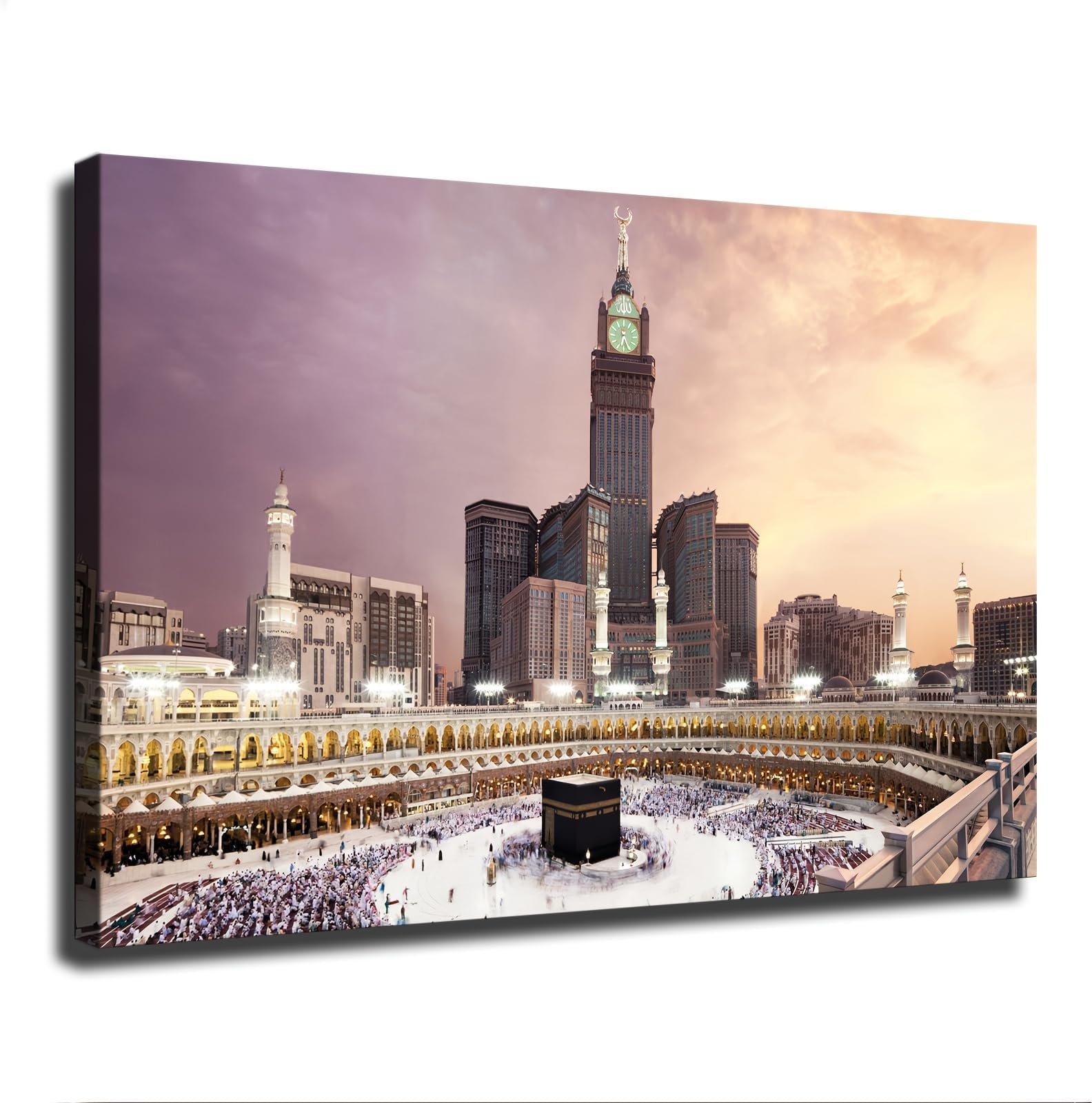 Islamic Hajj Makkah Canvas Wall Prints poster Modern Home Aesthetic Decor Wall art for Bedroom Dorm (20x30inch Framed)