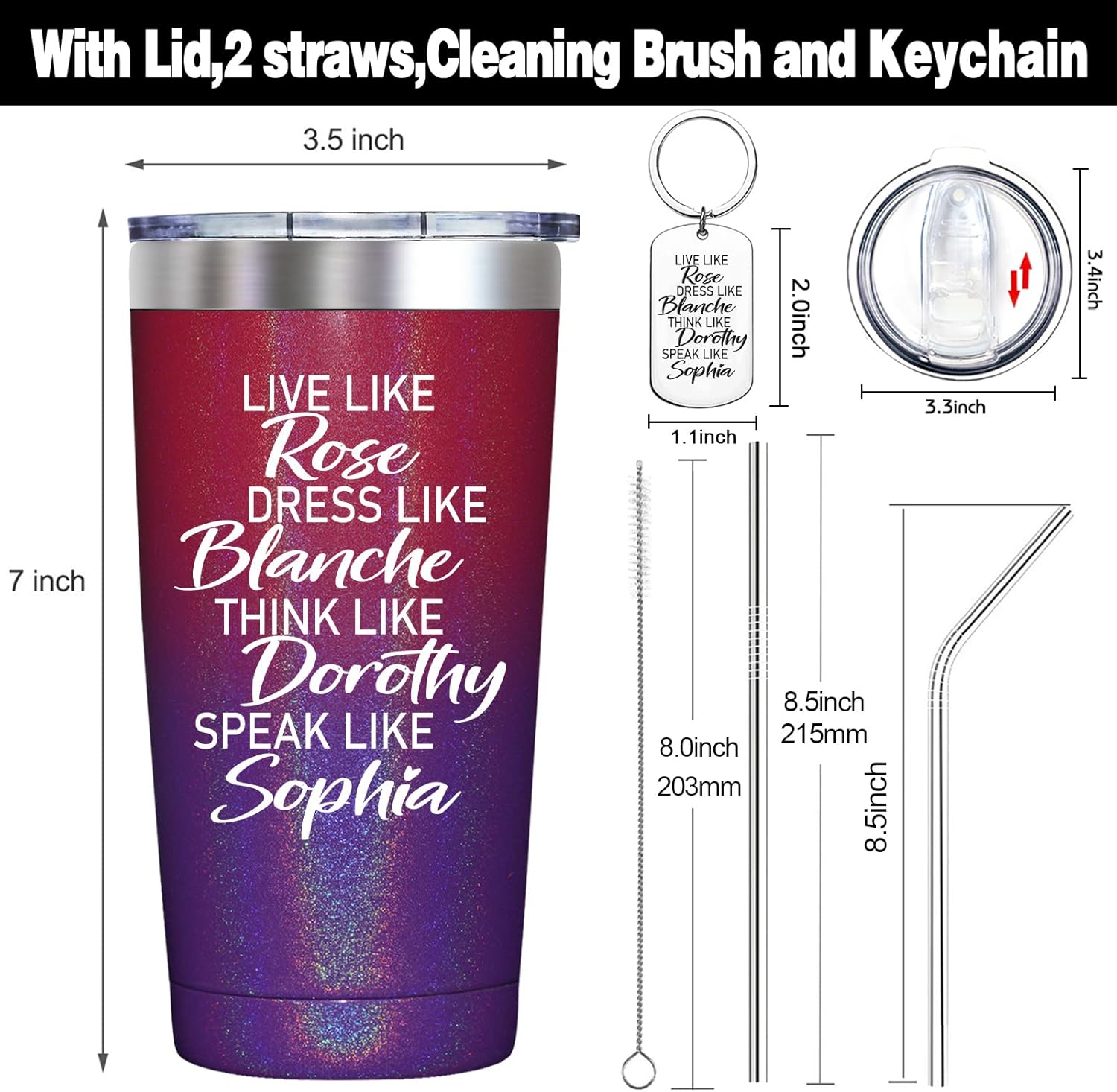 SpenMeta Golden Girls Merchandise - the Golden Girls Gifts for Women - Friendship Gifts for Women Friends - 20oz Tumbler Cup - Image 2