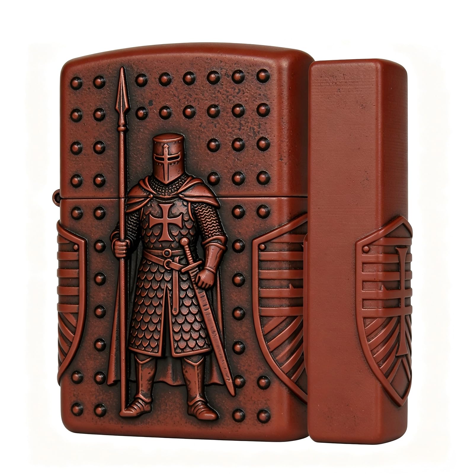 Vintage 3D Soldier Carved Flint Kerosene Lighter Reusable Flip Top Wheel Grinding Open Flame Lighter for Outdoor Use (C)
