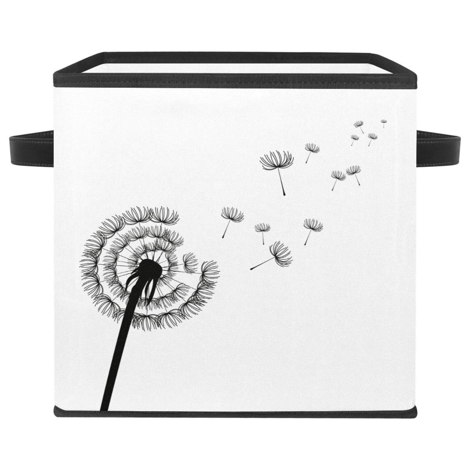 Boîte de rangement pliable cube pissenlit en tissu avec poignées