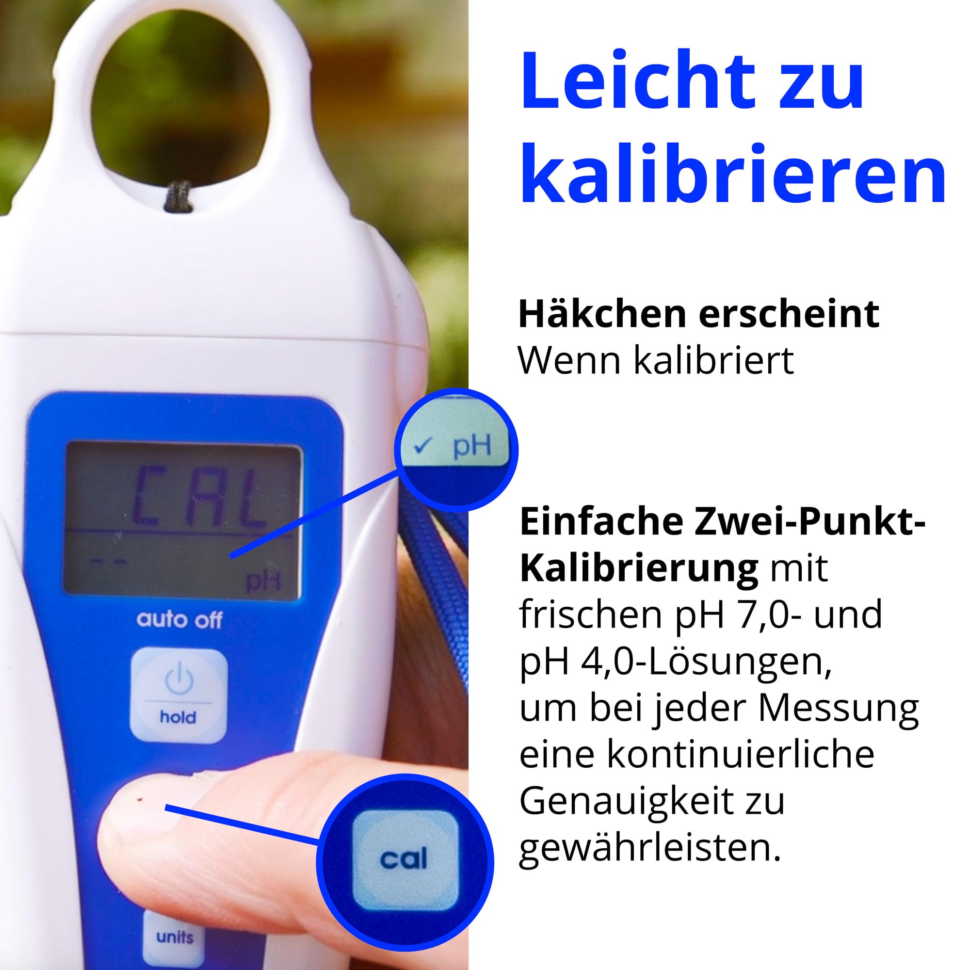 Bluelab PENSOILPH Soil pH-Pen, Digitales Messgerät und Wasser-Test-Kit, auch für Kokos und Rockwool mit einfacher Kalibrierung für Hydroponik-System und Indoor-Grow, klar