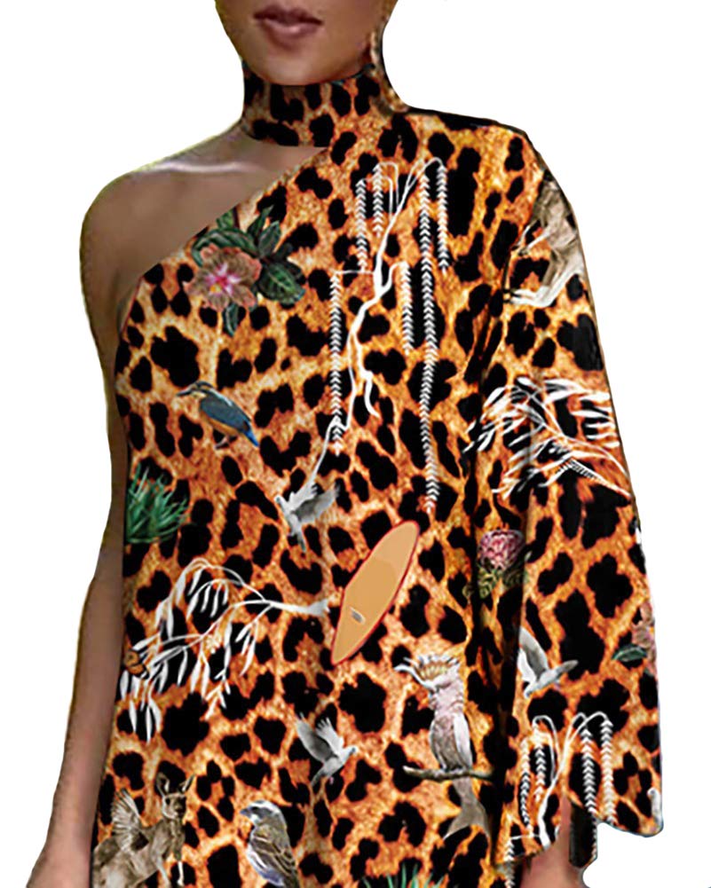 Women One Shoulder Peacock Floral Print Irregular Dress Elegant Dress,B,XXL  : Amazon.ca: Clothing, Shoes \u0026 Accessories
