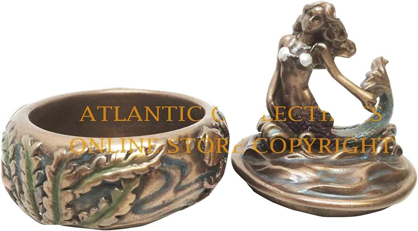 Decorative Mythical Maiden Mermaid Diana Rising Above Sea Collectible Jewelry Trinket Box Figurine for Desktop Decor Birthday Gift