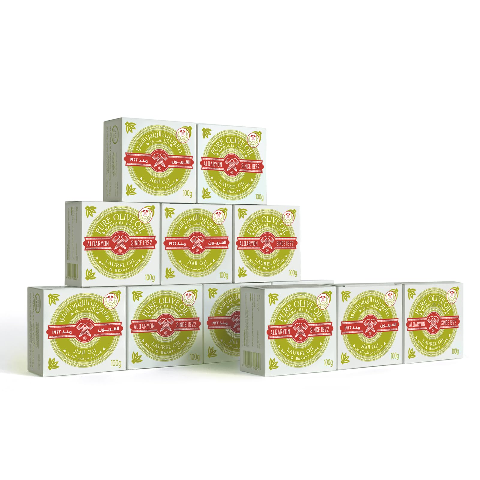 Value Pack Laurel Oil Pure Olive Oil Nabulsi Soap 100gX12 Curved Bars, Bath & Beauty Care - صابون نابلسي من زيت الزيتون النقي وزيت الغار تعبئة القيمة 12 قطعة الكيرڤ 100غم، للاستحمام والعناية بالجمال