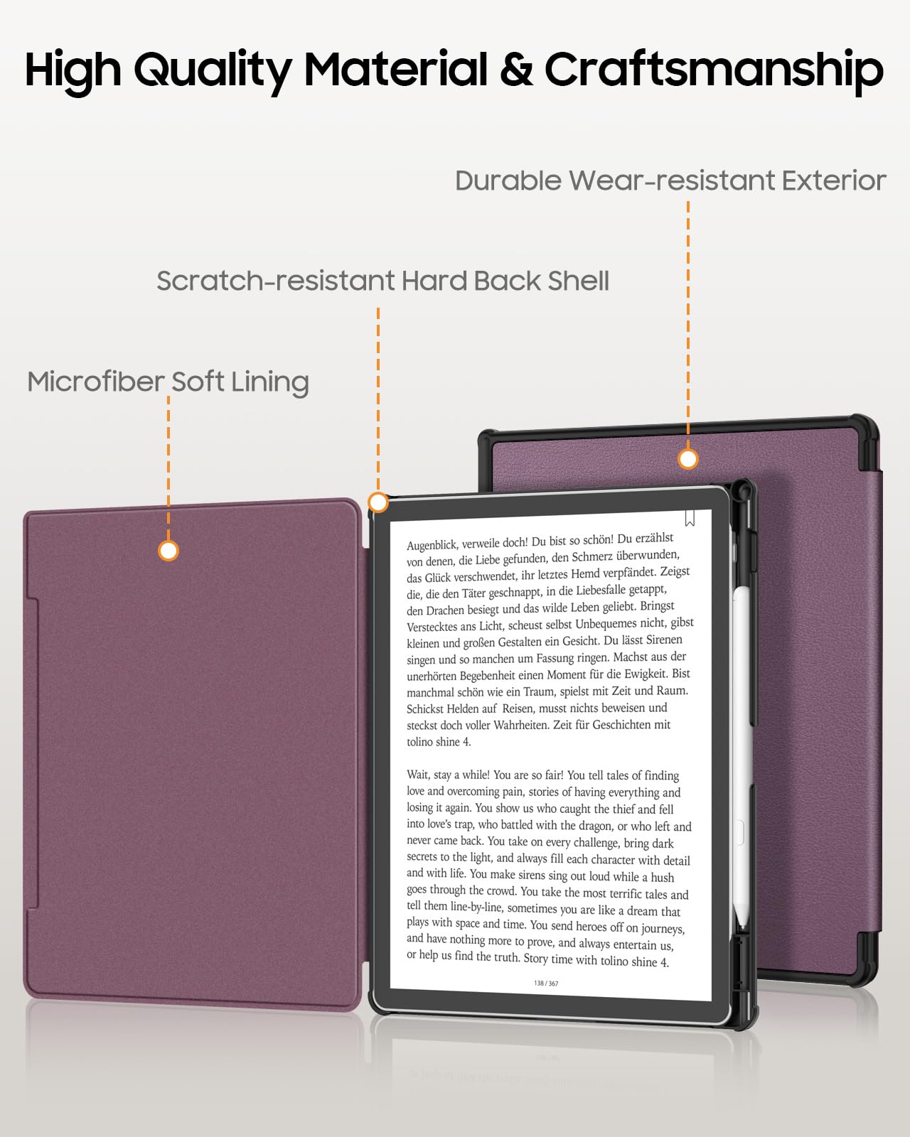 FINTIE Slim Case for 11" Kindle Scribe 3rd Generation 2025 and Kindle Scribe Colorsoft 1st Generation 2025 - [Built-in Pen Holder] Lightweight PU Leather Folio Cover Auto Sleep Wake, Purple — view 8