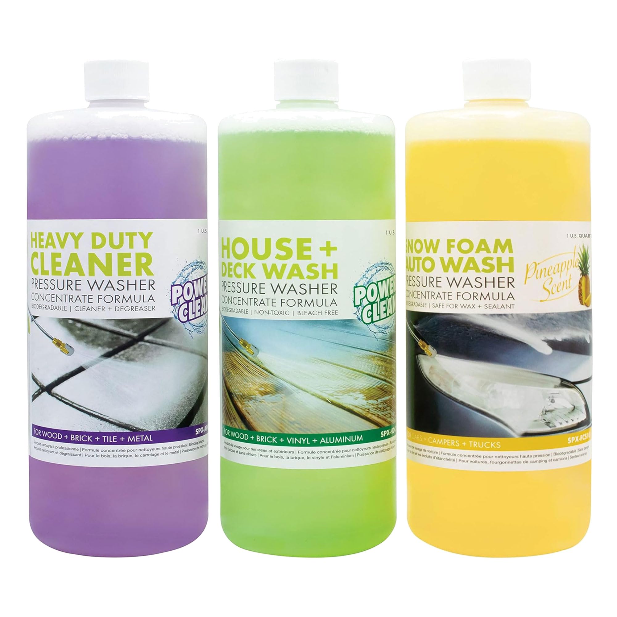 Sun Joe 3 Pack Pressure Washer Concentrate Trio, House and Deck Wash, Auto Foam, and All Purpose Cleaner, Biodegradable Detergent, Multi, SPX-ASST3Q