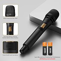 Vista 5 de TONOR Wireless Microphones, UHF Dual Karaoke Microphone System, Microfonos Inalambricos with Rechargeable Receiver, Cordless Dynamic Mic Micro Kit