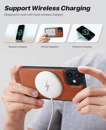 Miniatura 4 de OCASE Funda tipo cartera desmontable para iPhone 12 y iPhone 12 Pro con tarjetero [2 en 1] Funda de piel sintética con soporte de bloqueo RFID