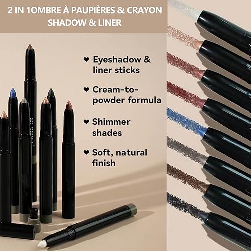 Miniatura 3 de Sombra de ojos en barra 2 en 1 color negro medianoche, delineador de ojos, lápiz afilable, multiusos, de larga duración, delineador de ojos de larga