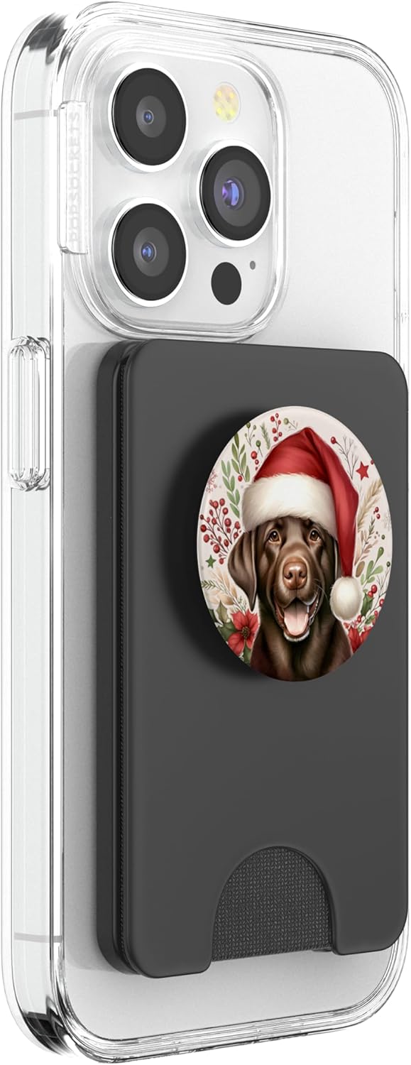 Christmas Chocolate Labrador Lab Dog Watercolor Artwork PopSockets PopWallet for MagSafe