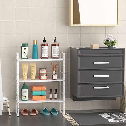 Miniatura 8 de iPEGTOP Estante organizador de almacenamiento expandible para gabinete, soporte de armario resistente, estante de especias, altura ajustable,