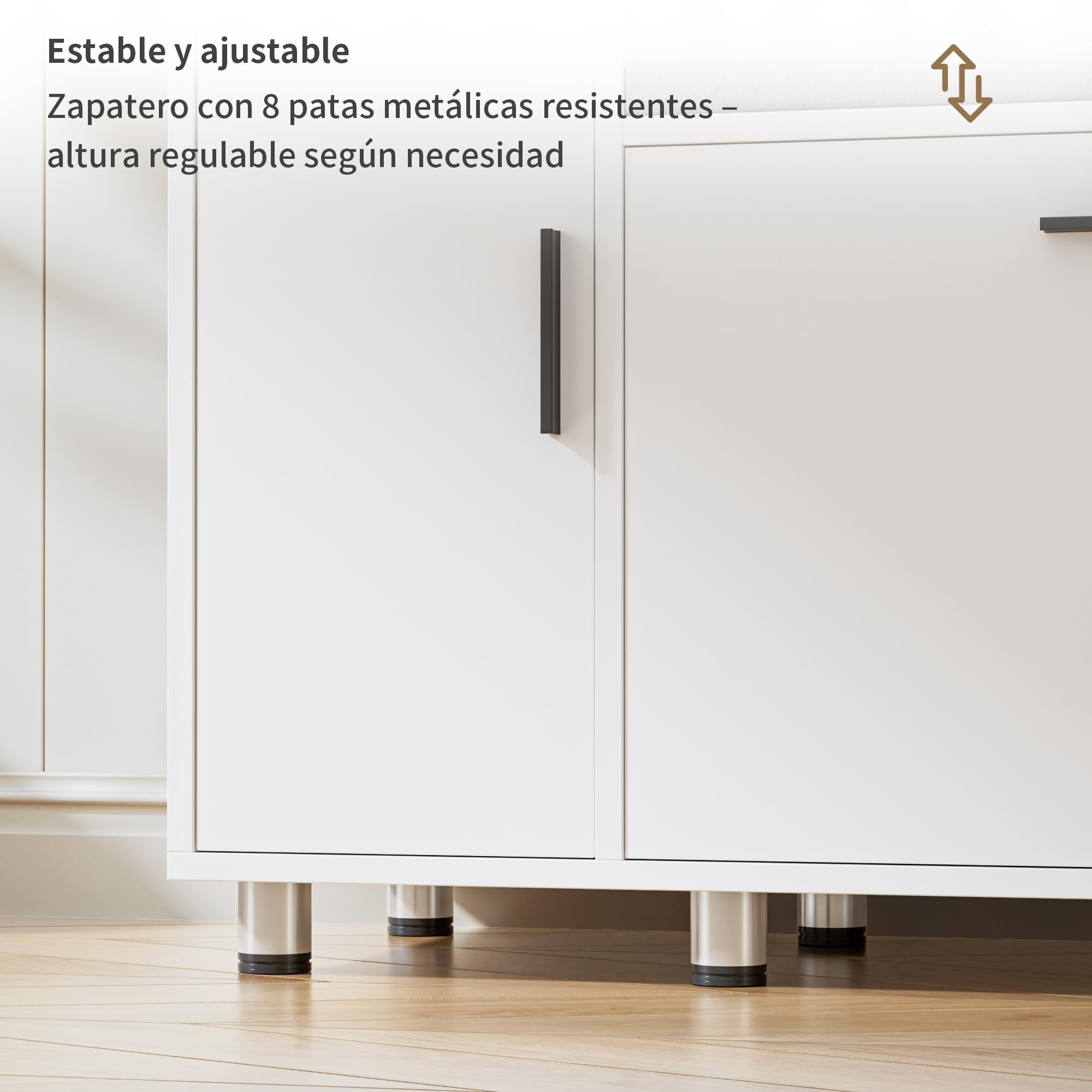 BonVache Banco Zapatero con Asiento y Solapa, Altura Ajustable, Organizador Zapatos con Armario de Almacenamiento y 3 Espacios Abiertos, para Entrada, Pasillo, recibidor, 105 x 34 x 67cm, Blanco