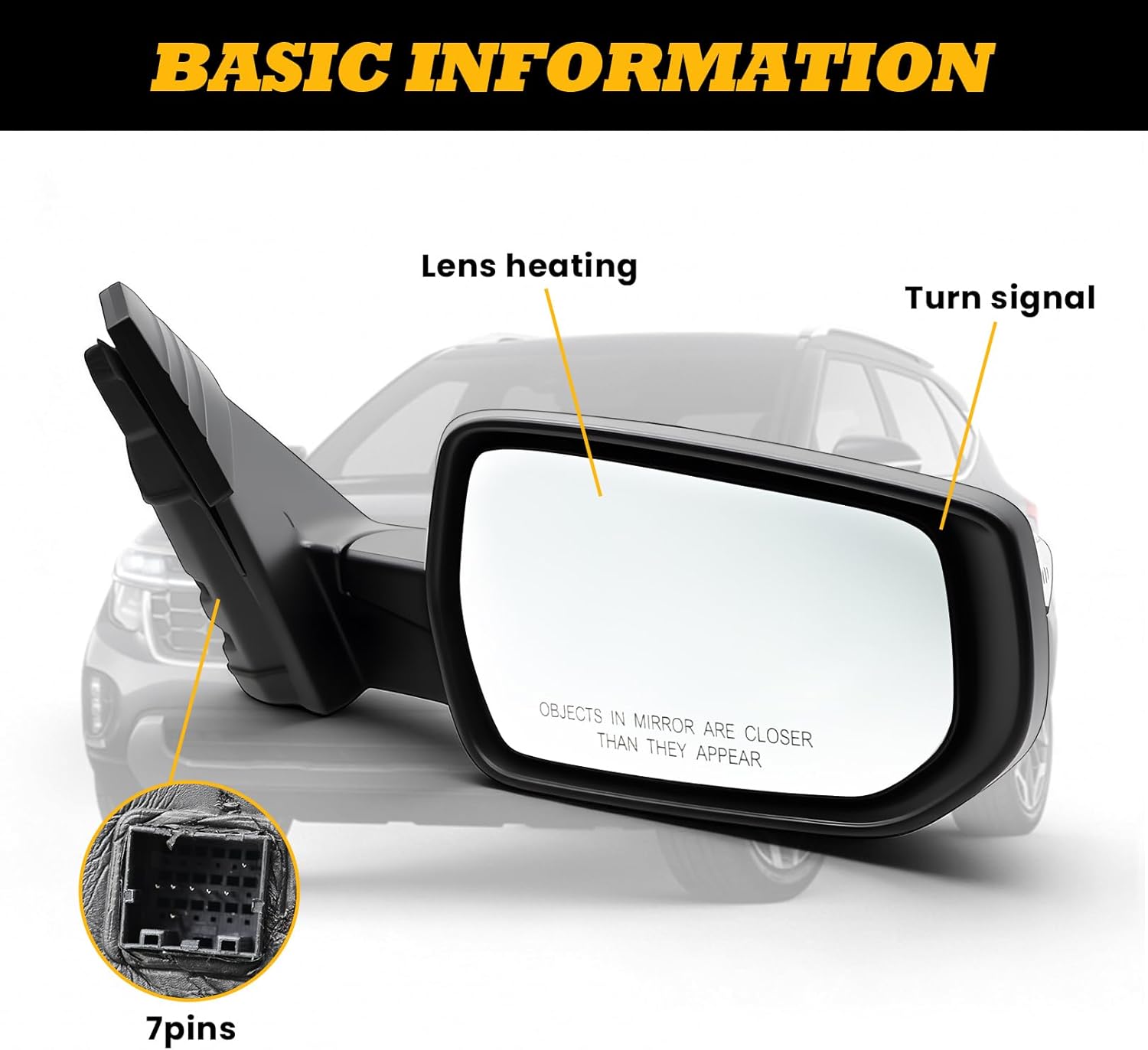 White Right Side Mirror Assembly Compatible with 2016-2022 Malibu LT Hybrid w/Heated and Turn Signal 7pins GM1321539 84288103 (7 Pins White)