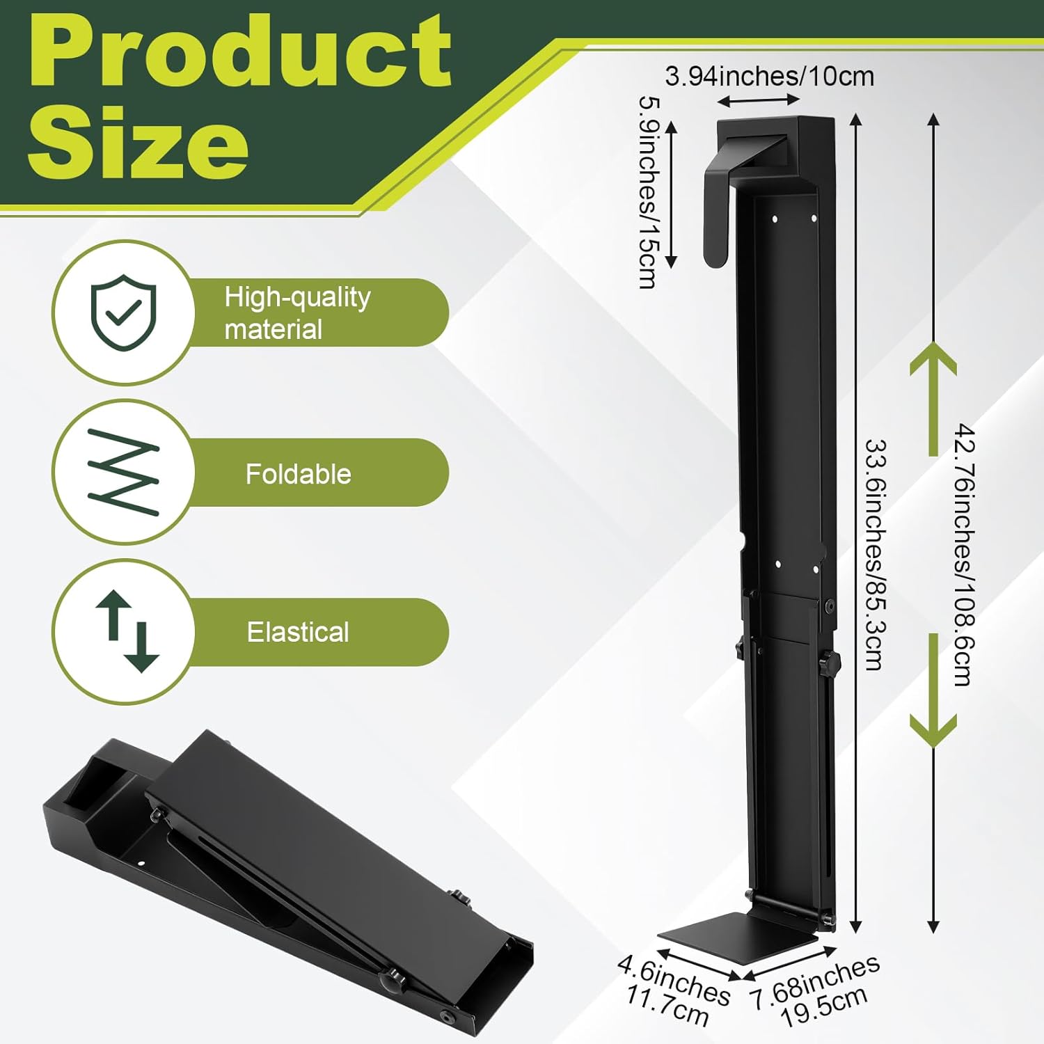 Wall Mount Golf Bag Storage Stand with Adjustable Height 33" to 42" Foldable Golf Bag Holder Organizer Rack for Garage Homes Clubs Training Grounds Basement Man