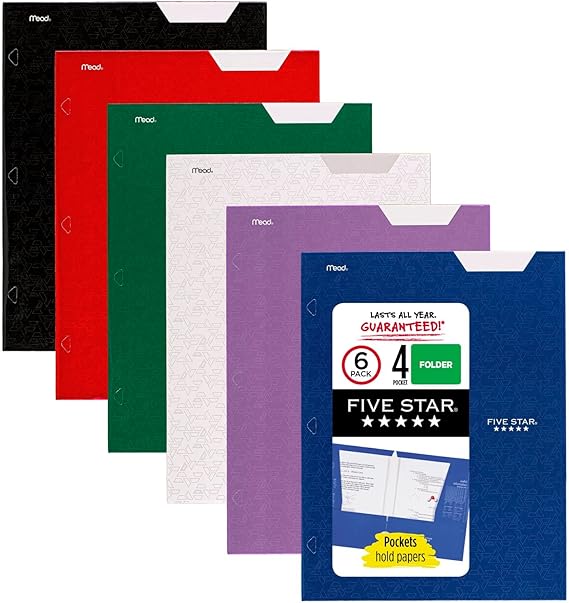 Five Star 4Pocket Folders, 6 Count (Pack of 1), Fits 3
