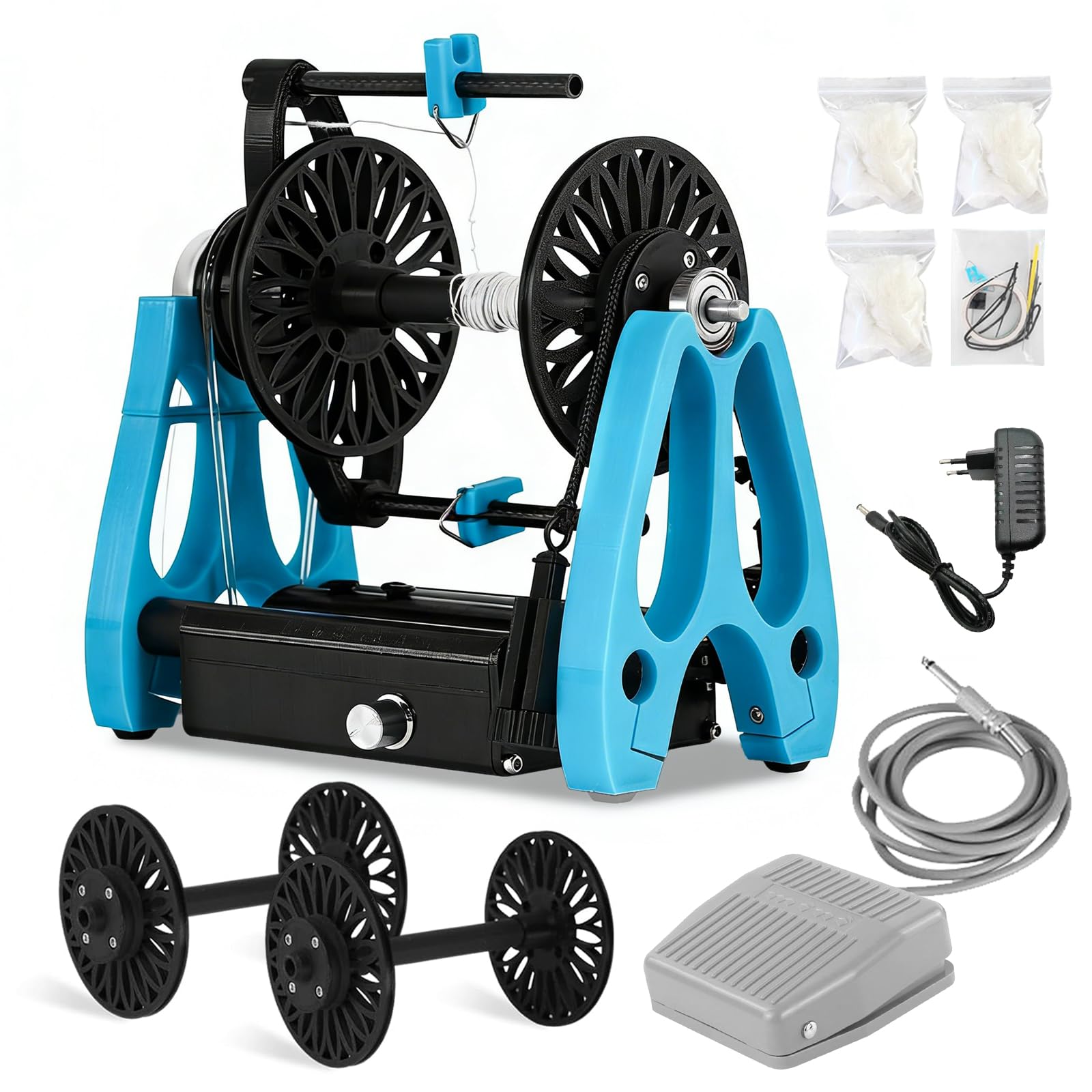 Filatoio Elettrico, Mini Filatoio per Lana per Uso Domestico con Pedale Controllo di velocità Continuo Macchina per Avvolgimento Filati A 1800 Giri/Min per Cotone E Seta