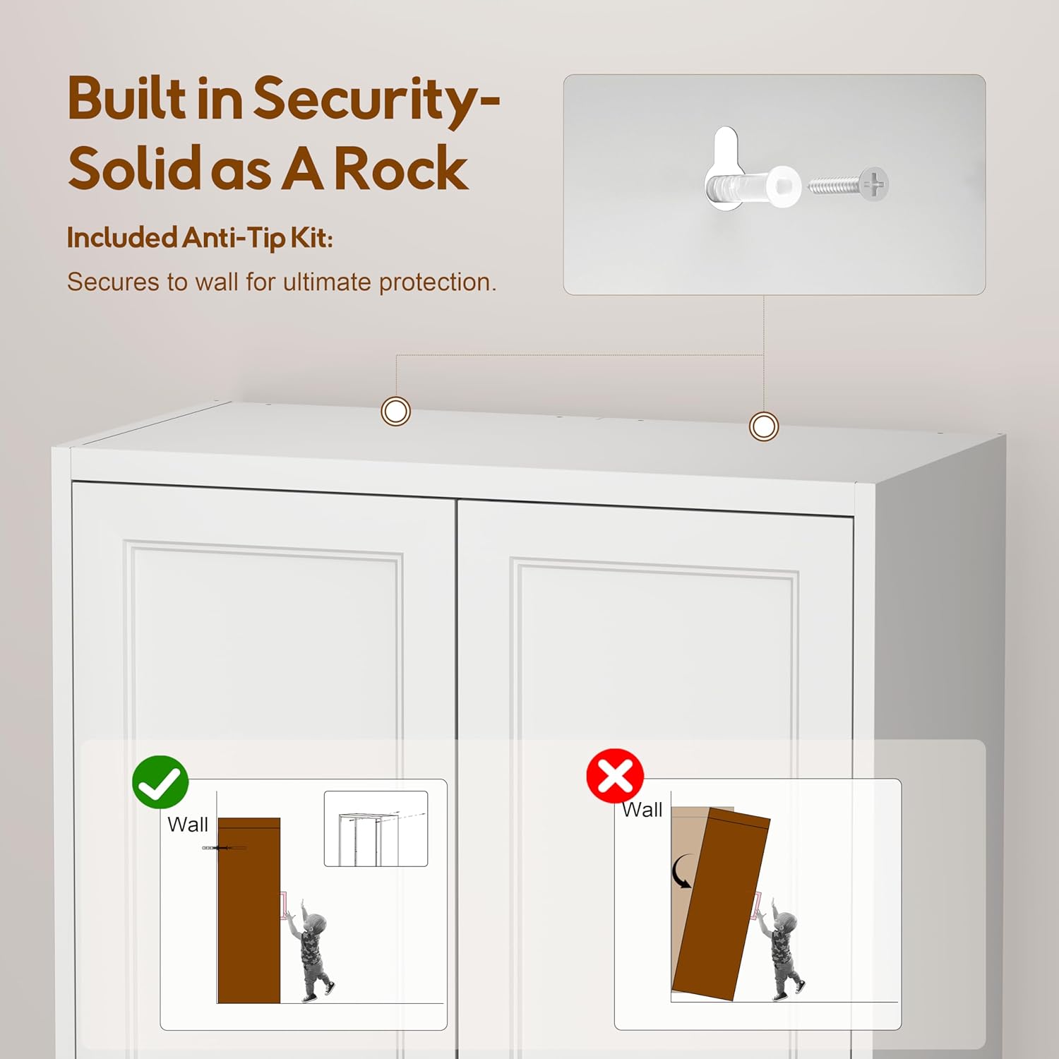 71" Kitchen Pantry Cabinet, Pantry Storage Cabinet with Doors and 4 Shelves, Metal Storage Cabinets for Kitchens, Living Room, Dinning Room, Assembly Required, White - Image 6