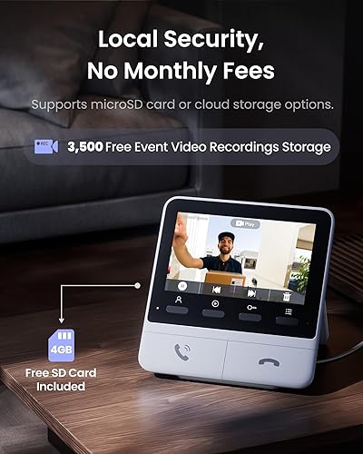 Miniatura 6 de SwitchBot Cámara de timbre de video inalámbrica con monitor, sin suscripción, pantalla de 4.3 pulgadas, funciona con pilas, vista de la cabeza a los
