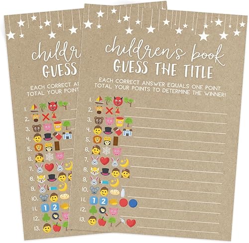 Miniatura 6 de Printed Party Juegos de baby shower para niño o niña - Juego de título de libro Guess The Children's Book, diseño rústico de granero de papel