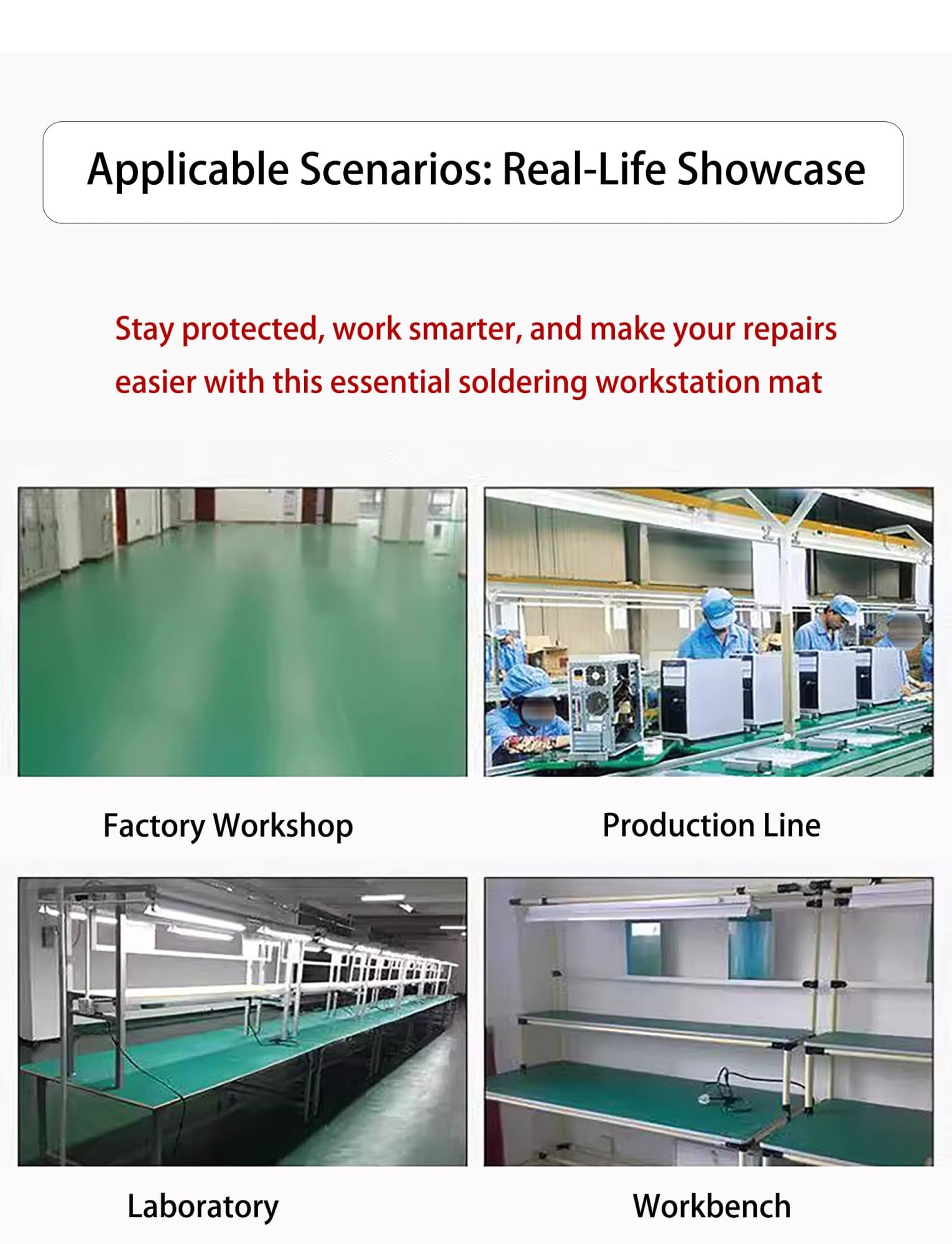 Estera de soldadura profesional antiestática resistente al calor, almohadilla de banco de trabajo ignífuga for reparación electrónica, laboratorios y talleres(100x500cm/3.3x16.4ft)