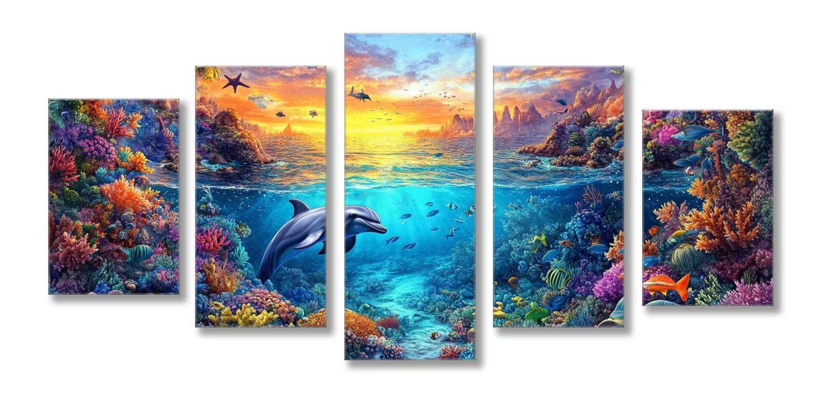 Diamentowe zestawy diamentowe, delfin, delfin, dla dorosłych, pełne wiercenie, haft krzyżykowy, materiały rzemieślnicze, kryształy, obrazy, na Boże Narodzenie, do domu, dekoracja ścienna, rękodzieło