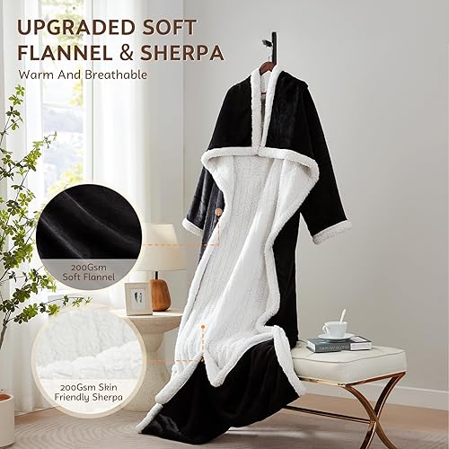 Miniatura 5 de PLOATH Manta térmica eléctrica portátil, manta térmica con 10 niveles de calefacción, manta térmica con capucha con bolsillos para los pies y