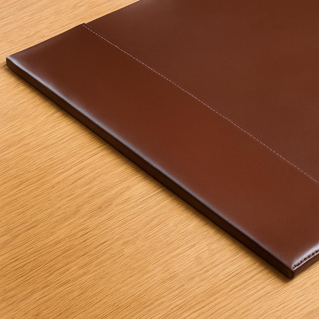 DACASSO Schreibtischunterlage aus Lederfaserstoff mit Seitenschienen, 76,2 x 45,7 cm, Braun