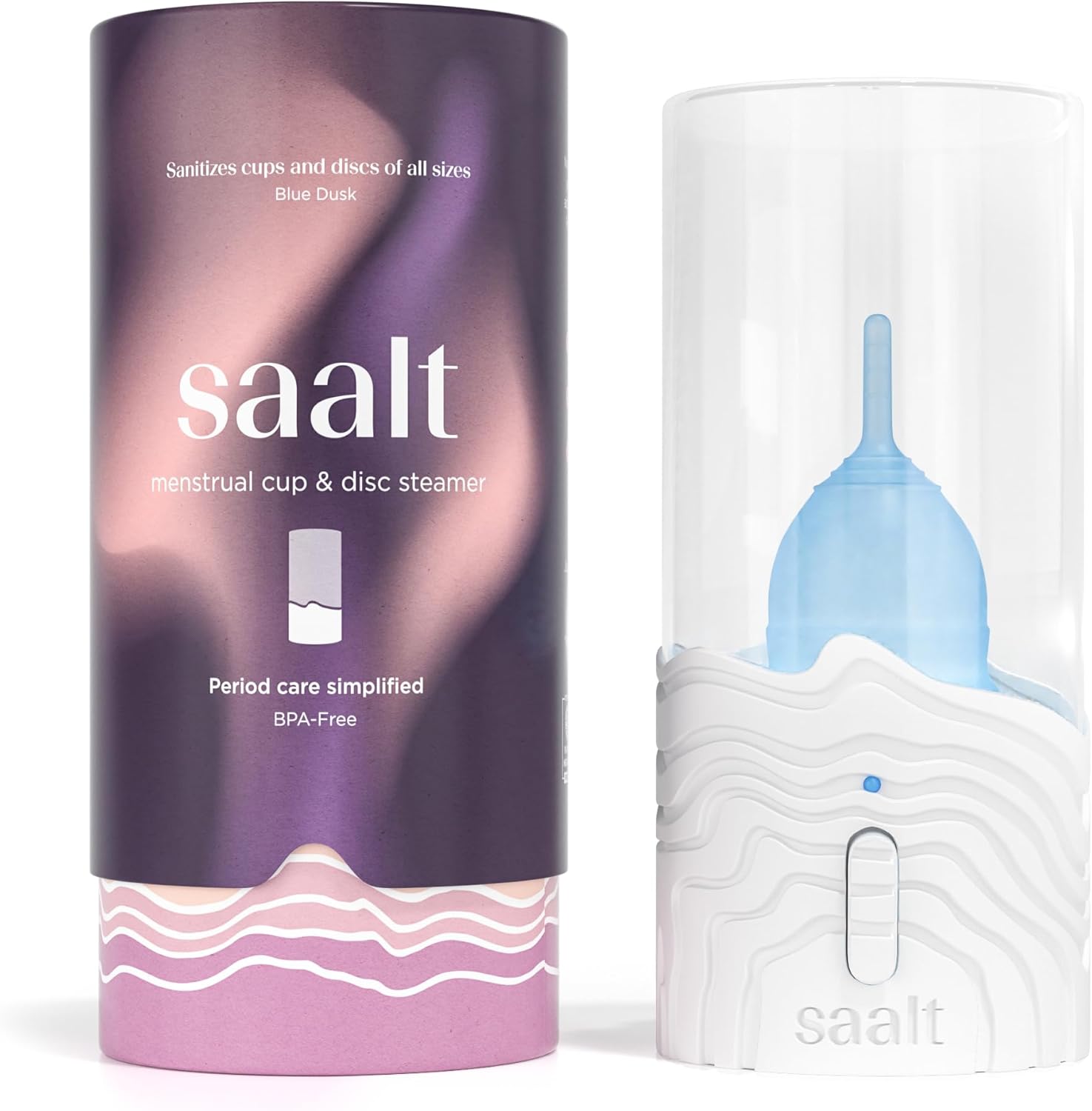 Saalt Steamer - Steam Clean Your Menstrual Cup or Menstrual Disc - Custom Designed by Experts - Automatic Timing, On/Off Switch Artic Haze