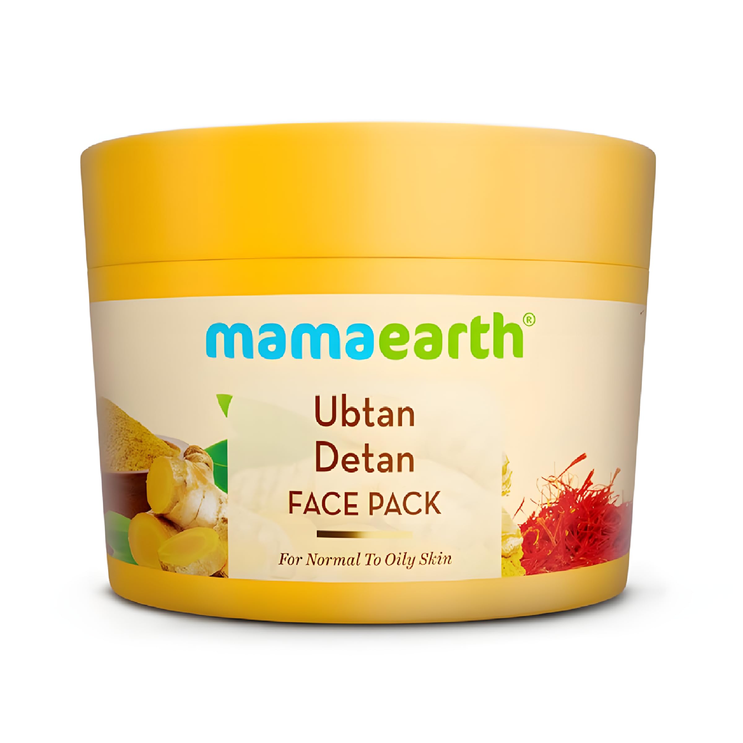 Mamaearth Ubtan Detan Face Pack with Turmeric & Saffron for Normal to Oily Skin 200 g | Natural, DIY-like Texture | Instantly Reduces Tan, Adds Glow | Clay Face Mask | Free From Harmful Chemicals