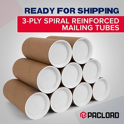 Miniatura 46 de Tubo de correo de papel kraft reforzado de 2 x 36 pulgadas, paquete de 1 tubo con 2 tapas, tubo seguro aprobado por USPS para pósteres, tubo