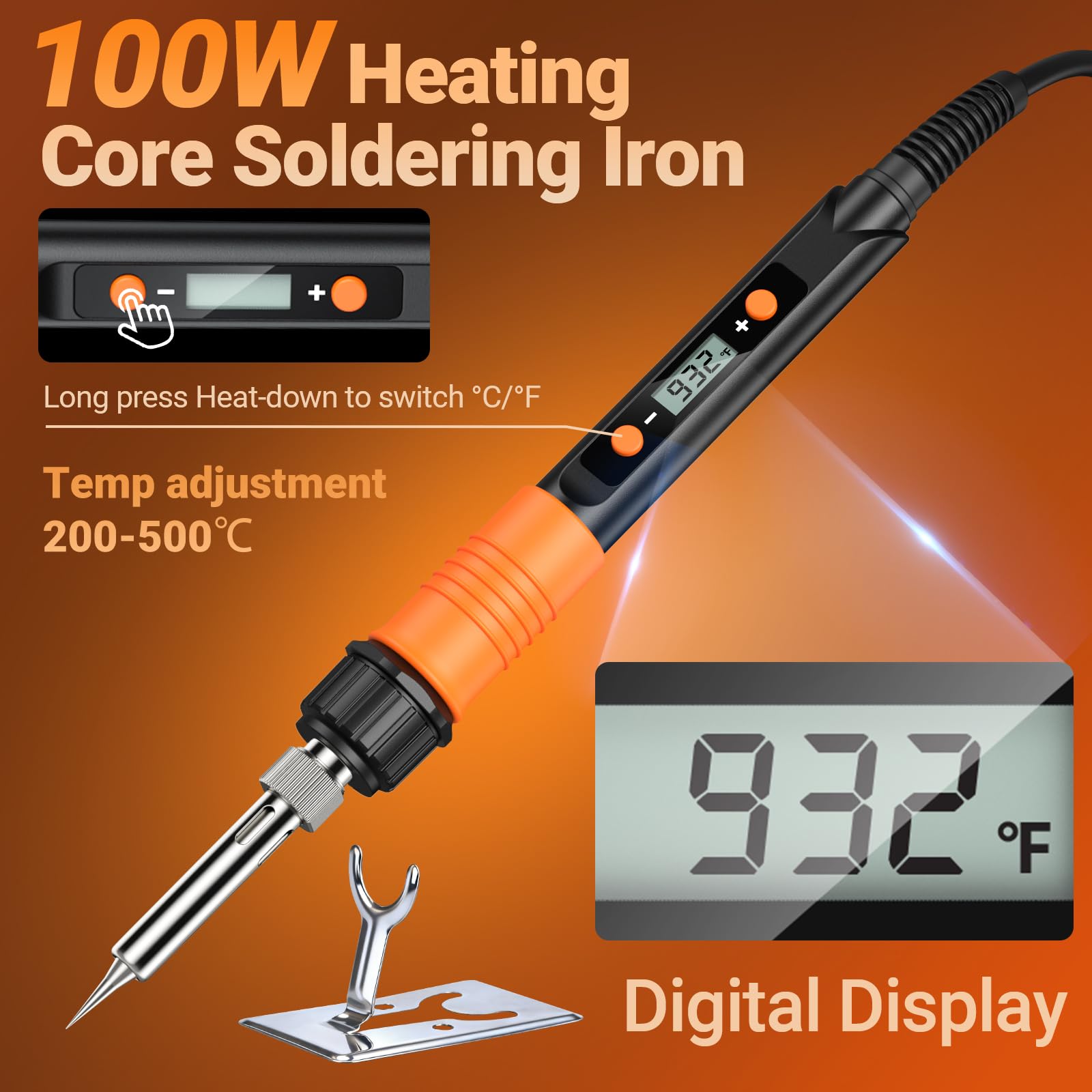 Preciva Inserto roscado, 300 piezas M2-M8 remaches roscados - Soldador con pantalla digital (200〜500℃) para piezas de plástico, piezas de impresora 3D