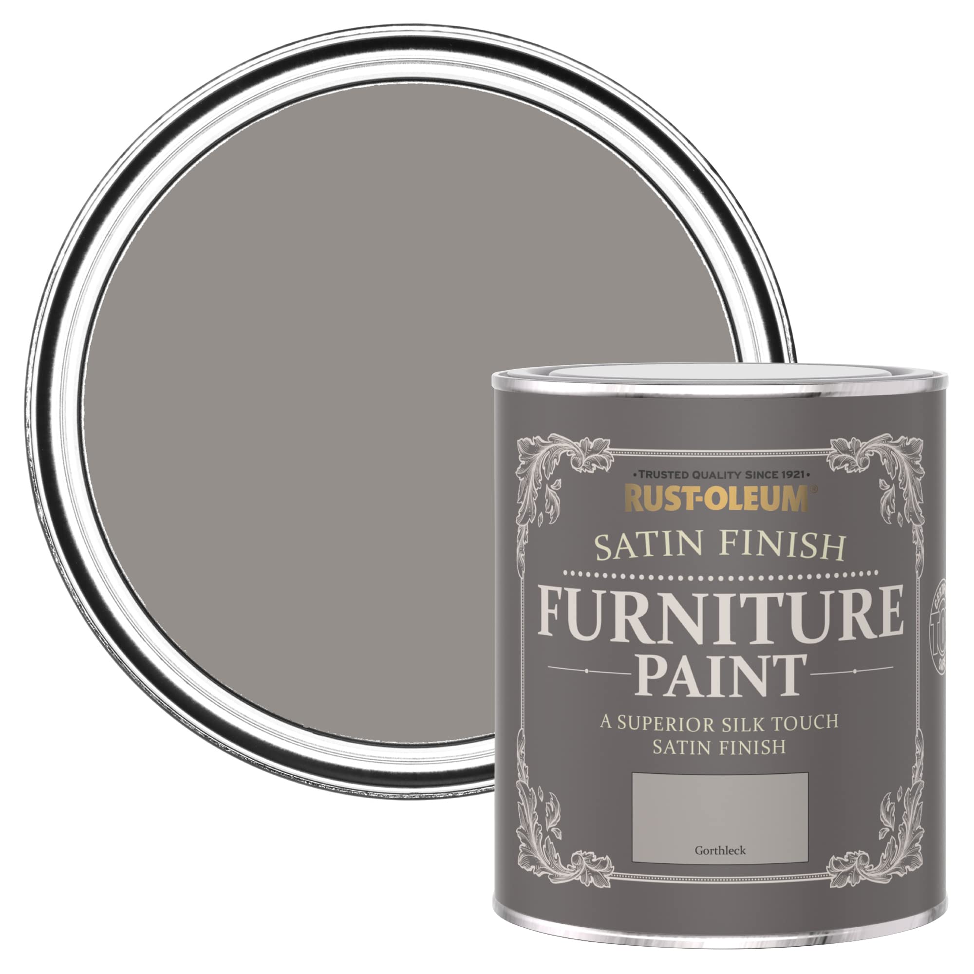 Rust-Oleum Grey Furniture & Skirting Board Paint in Satin Finish - Gorthleck 750ml